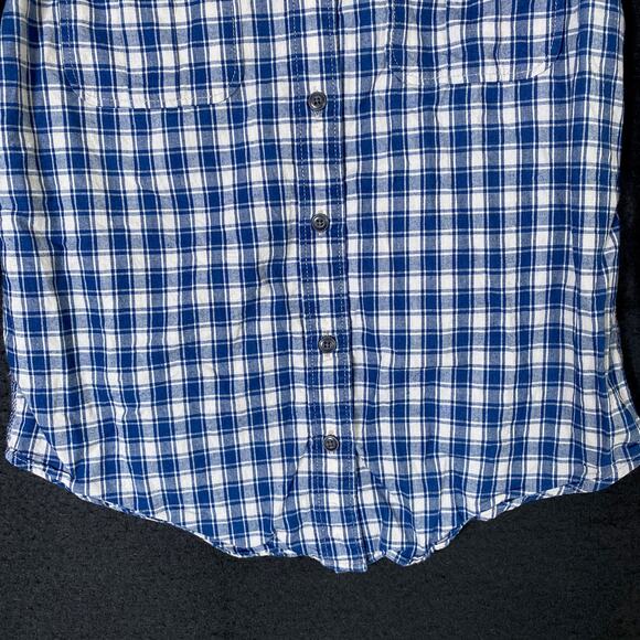 C.C Filson Mens Shirt Blue White Plaid Long Sleeve Button Down 100% Cotton XS - Picture 3 of 13